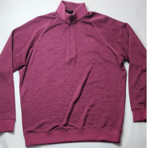 Under Armour UA Storm Loose Cold Gear 1/2 Zip Pullover Burgundy Striped